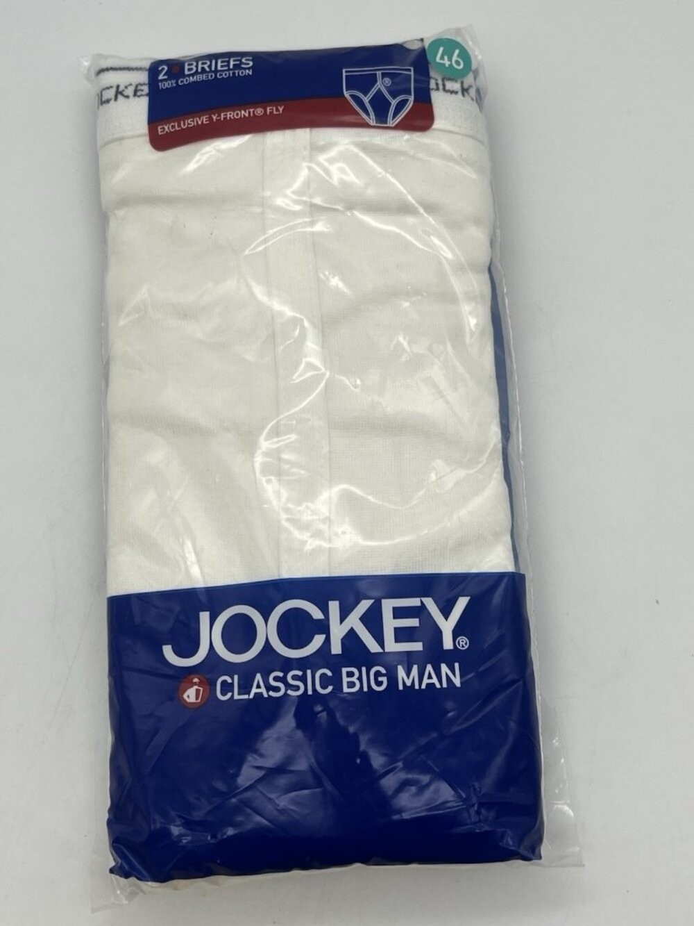 Jockey Classic Big Man Exclusive Y-Front Fly Combed Cotton 2 Briefs Size 46 NEW